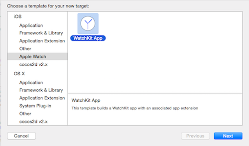 Add WatchKit target