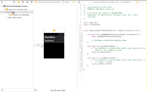 Making a connection between Storyboard and your code